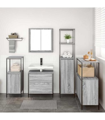 vidaXL Bathroom Furniture Set 5 pcs Grey Engineered wood