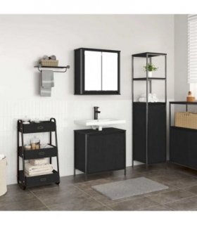 vidaXL 2 Piece Bathroom Furniture Set Black Oak Engineered Wood