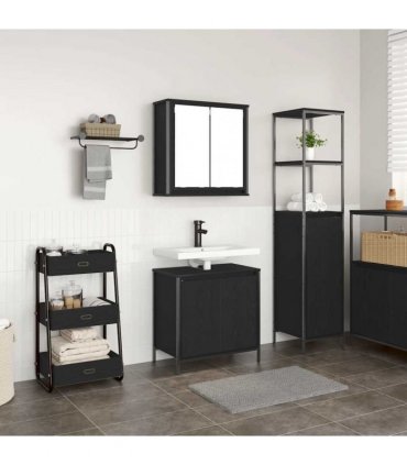 vidaXL 2 Piece Bathroom Furniture Set Black Oak Engineered Wood