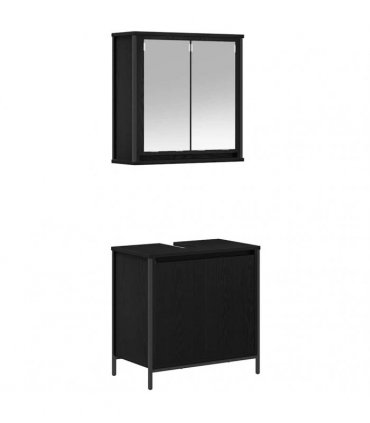 vidaXL 2 Piece Bathroom Furniture Set Black Oak Engineered Wood