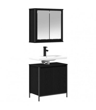 vidaXL 2 Piece Bathroom Furniture Set Black Oak Engineered Wood