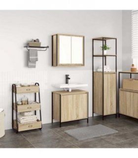 vidaXL 2 Piece Bathroom Furniture Set Sonoma Oak Engineered Wood