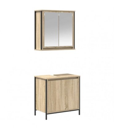 vidaXL 2 Piece Bathroom Furniture Set Sonoma Oak Engineered Wood