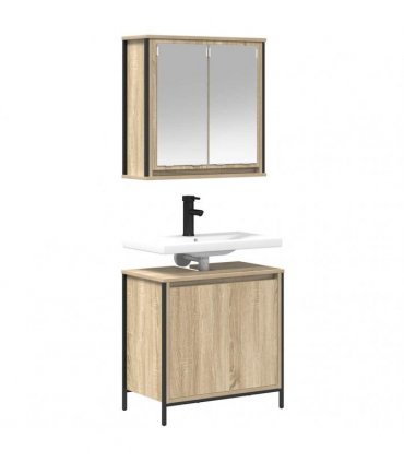 vidaXL 2 Piece Bathroom Furniture Set Sonoma Oak Engineered Wood