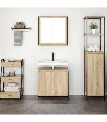 vidaXL 2 Piece Bathroom Furniture Set Sonoma Oak Engineered Wood