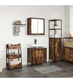 vidaXL 2 Piece Bathroom Furniture Set Smoked Oak Engineered Wood