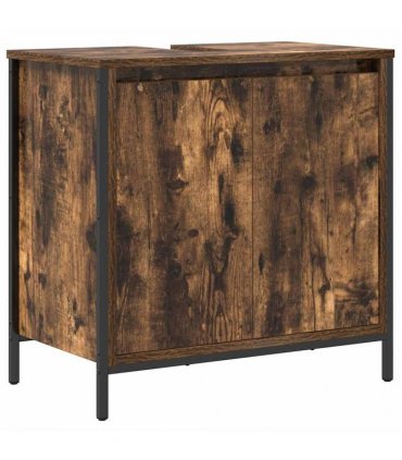 vidaXL 2 Piece Bathroom Furniture Set Smoked Oak Engineered Wood