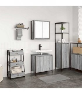 vidaXL 2 Piece Bathroom Furniture Set Grey Sonoma Engineered Wood