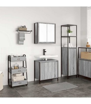 vidaXL 2 Piece Bathroom Furniture Set Grey Sonoma Engineered Wood