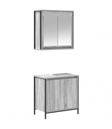 vidaXL 2 Piece Bathroom Furniture Set Grey Sonoma Engineered Wood