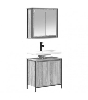 vidaXL 2 Piece Bathroom Furniture Set Grey Sonoma Engineered Wood