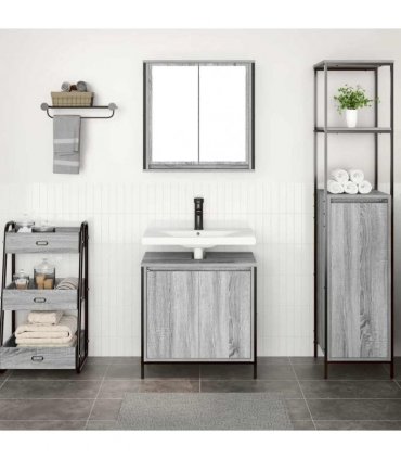 vidaXL 2 Piece Bathroom Furniture Set Grey Sonoma Engineered Wood