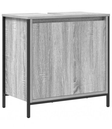 vidaXL 2 Piece Bathroom Furniture Set Grey Sonoma Engineered Wood
