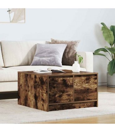 vidaXL Coffee Table with Drawers Smoked Oak 70,5x70x40 cm