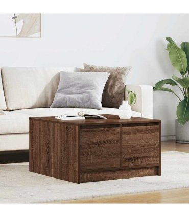 vidaXL Coffee Table with Drawers Brown Oak 70,5x70x40 cm