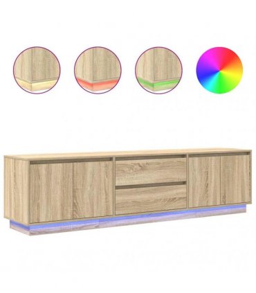vidaXL TV Cabinet with LED Lights Sonoma Oak 193,5x41x50 cm