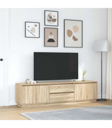 vidaXL TV Cabinet with LED Lights Sonoma Oak 193,5x41x50 cm