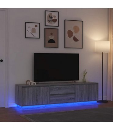 vidaXL TV Cabinet with LED Lights Grey Sonoma 193,5x41x50 cm