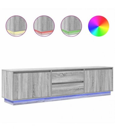 vidaXL TV Cabinet with LED Lights Grey Sonoma 193,5x41x50 cm