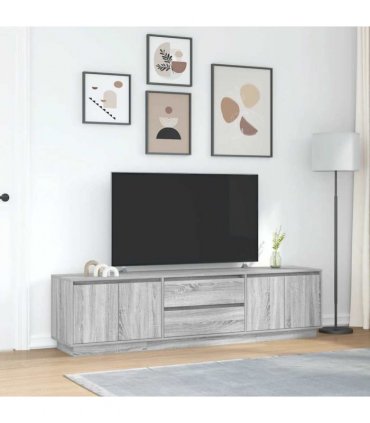 vidaXL TV Cabinet with LED Lights Grey Sonoma 193,5x41x50 cm