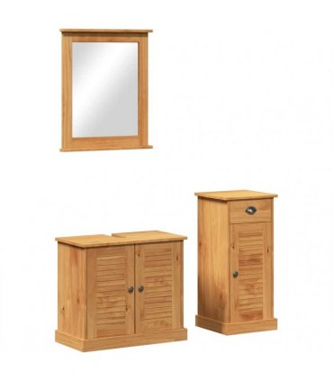vidaXL Bathroom Furniture Set VIGO 3 pcs Honey Brown Solid Pine Wood