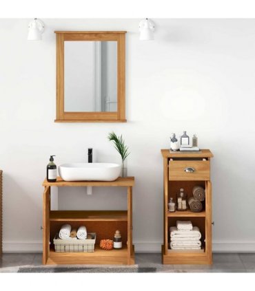 vidaXL Bathroom Furniture Set VIGO 3 pcs Honey Brown Solid Pine Wood