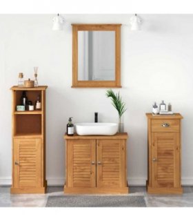 vidaXL Bathroom Furniture Set VIGO 4 pcs Honey Brown Solid Pine Wood