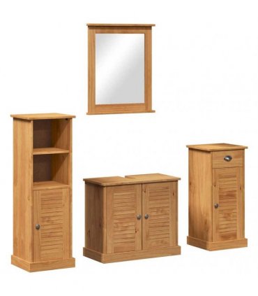 vidaXL Bathroom Furniture Set VIGO 4 pcs Honey Brown Solid Pine Wood