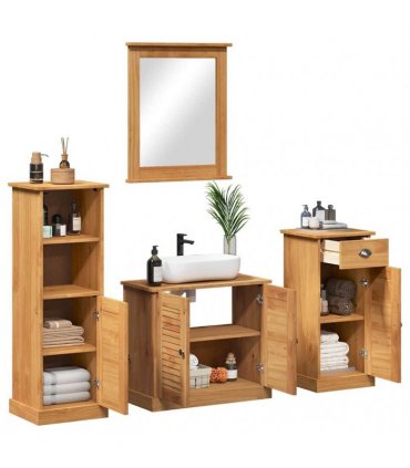 vidaXL Bathroom Furniture Set VIGO 4 pcs Honey Brown Solid Pine Wood