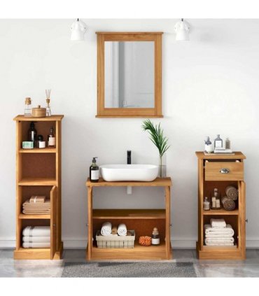 vidaXL Bathroom Furniture Set VIGO 4 pcs Honey Brown Solid Pine Wood