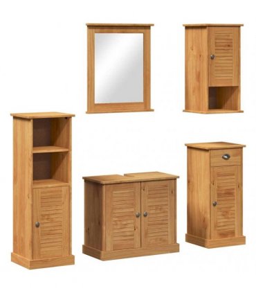 vidaXL Bathroom Furniture Set VIGO 5 pcs Honey Brown Solid Pine Wood