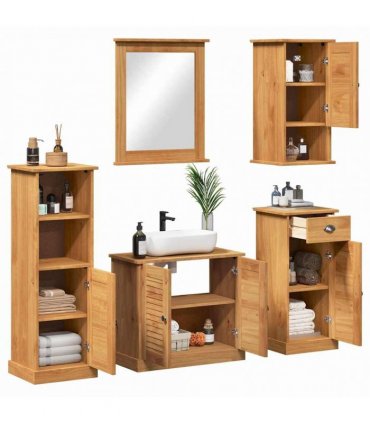 vidaXL Bathroom Furniture Set VIGO 5 pcs Honey Brown Solid Pine Wood
