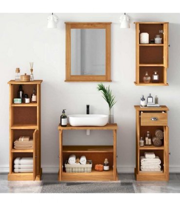 vidaXL Bathroom Furniture Set VIGO 5 pcs Honey Brown Solid Pine Wood