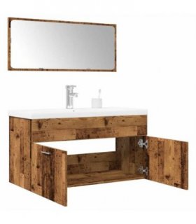 vidaXL 3 Piece Bathroom Furniture Set Old Wood Engineered Wood