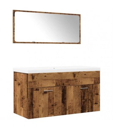 vidaXL 3 Piece Bathroom Furniture Set Old Wood Engineered Wood