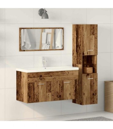 vidaXL 3 Piece Bathroom Furniture Set Old Wood Engineered Wood