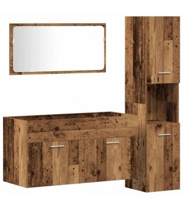 vidaXL 3 Piece Bathroom Furniture Set Old Wood Engineered Wood