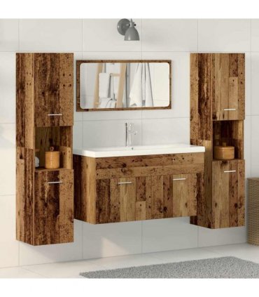 vidaXL 4 Piece Bathroom Furniture Set Old Wood Engineered Wood