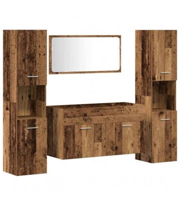 vidaXL 4 Piece Bathroom Furniture Set Old Wood Engineered Wood
