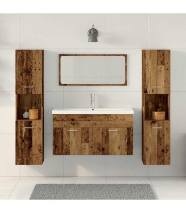 vidaXL 4 Piece Bathroom Furniture Set Old Wood Engineered Wood