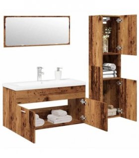 vidaXL 4 Piece Bathroom Furniture Set Old Wood Engineered Wood