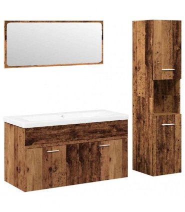 vidaXL 4 Piece Bathroom Furniture Set Old Wood Engineered Wood