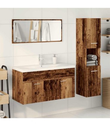 vidaXL 4 Piece Bathroom Furniture Set Old Wood Engineered Wood