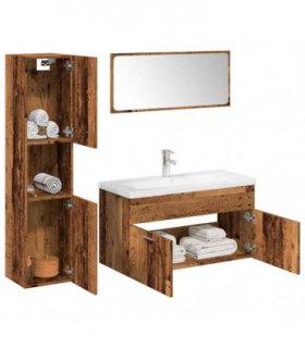vidaXL 5 Piece Bathroom Furniture Set Old Wood Engineered Wood