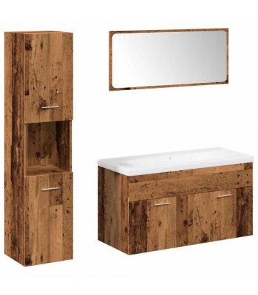 vidaXL 5 Piece Bathroom Furniture Set Old Wood Engineered Wood