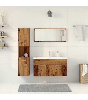 vidaXL 5 Piece Bathroom Furniture Set Old Wood Engineered Wood