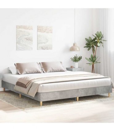 vidaXL Bed Frame No Mattress Concrete Grey 200x200 cm Engineered Wood