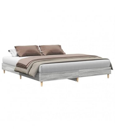 vidaXL Bed Frame No Mattress Grey Sonoma 200x200 cm Engineered Wood