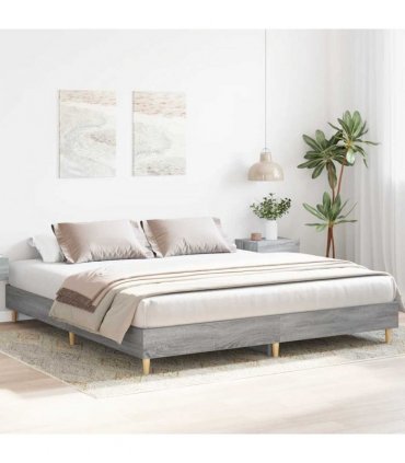 vidaXL Bed Frame No Mattress Grey Sonoma 200x200 cm Engineered Wood