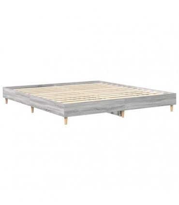 vidaXL Bed Frame No Mattress Grey Sonoma 200x200 cm Engineered Wood
